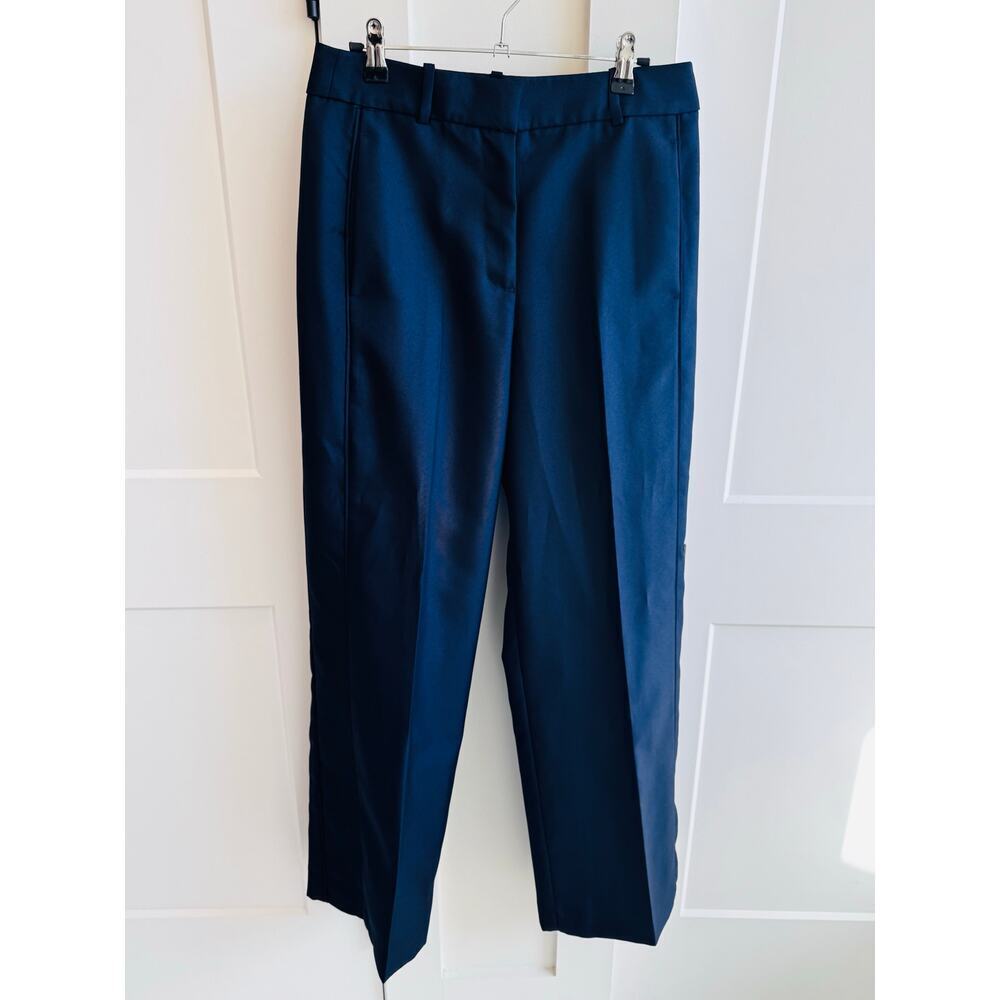J Crew Wide Leg Navy Dress Pants with Tuxedo Side Panel